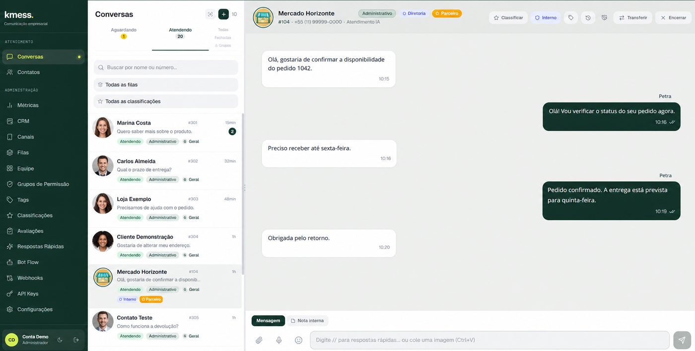 Kmess: caixa de entrada de conversas